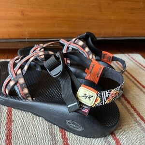 Women’s Chacos Sandals Size 9 - Custom Pizza Strap + Glow-in-the-Dark Lizard